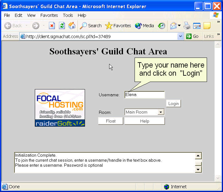 Chat Room Log-In